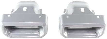 Pair(2) Ex-h-a-ust Bezels For 2019-2024 Silverado GMC Sierra 1500 (Silver)