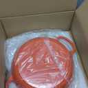 3 Quart Enameled Cast Iron Braiser, Non Stick Enameled Cast Iron Skillet with Lid, Dutch Oven Skillet with lid up to 500F for Oven, Stove, Grill, Shallow Dutch Oven for Cook, Bake (Orange)