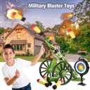 Mortar Launcher Set, Push Tires Military Blaster, Shooting Toy Tactical Chase Rockets Missile Gun Game for Kids Boys Girls and Adults (Green 3 Shells)