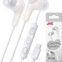 JVC Gumy Connect USB-C Wired Earbuds Headphones, Delay-Free for Videos and Gaming, Built-in DAC Reduces Noise and Improves Sound Quality, 9.2 mm Diameter Neodymium Drivers - HAFR9UCW (White)