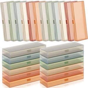 Fainne 24 Pcs Plastic Pencil Case Bulk Pencil Boxes Plastic Stationery Case Frosted Pen Box Pen Holder with Hinged Lid Snap Closure for Office(Single Layer,Morandi Colors,7.09 x 2.36 x 0.98 Inch)