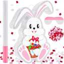 Lewtemi Easter Bunny Piñata White Cute Rabbit Piñata with Large Ears Cartoon Bunny Rabbit Piñata with Stick Blindfold Confetti for Birthday Easter Party Games Activities Supplies