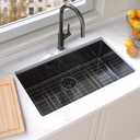 Kitchen Sink 32x18 Inch Undermount Kitchen Sink 16 Gauge Stainless Steel Single Bowl Gun Metal Black Finish with Accessories