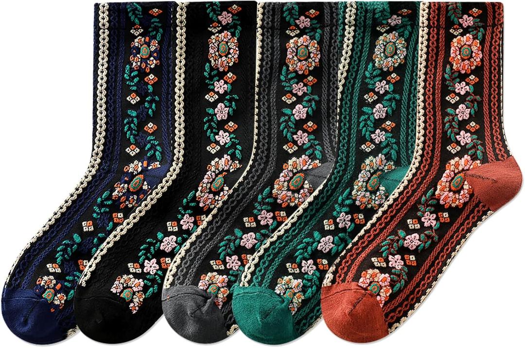 IIG Women's Fashion Cute Cotton Socks Novelty Funny Above Ankle Crew Socks Holiday Gifts for Women 4/5 Pairs