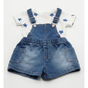 Cat&Jack 0-3M Denim Jumper Shorts And Shirt