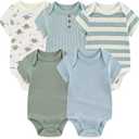 Newborn Baby Short Sleeve Bodysuit Cotton One-Piece Baby Clothes 5-Pack, 6 Months