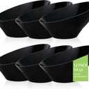 BESTVIP 54oz Black Plastic Serving Bowls for Party - 12 Pack Angled Disposable Serving Bowls, Party Bowls for Chips, Snacks, Fruit, Salad - Catering Bowls for Daily Use, Parties, Halloween, Christmas