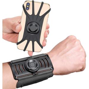 VUP Detachable Running Wrist Band 360Rotatable for iPhone 17/16/15/14/13/Pro Max/Pro/Mini/12/11, Fits All 4-6.9 Inch Smartphones, with Key Holder,Phone Holder for Hiking Biking (Black)