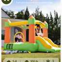 Outfunny Indoor Bounce House with Slide, Inflatable Bouncy House for Kids 3-8, Bounce Area 6'x6', Capacity 300 lb - Green