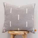 100% Cotton Knitted Soft Modern Geometric Dash Lines Throw Pillow Cover (Black & Cream, 20" x 20")