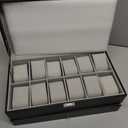 12 Slots Watch Box for Men, Black Watch Box Organizer