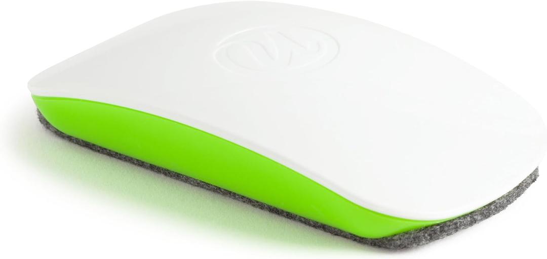 U Brands Magnetic Whiteboard Eraser, 4.5" x 2.25" x 1", Dry Erase Felt Eraser, White and Green, Lightweight Modern Design
