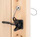 HILLMASTER Self Locking Gate Latch for Wooden Fence Heavy Duty,Gravity Lever Fence Door Latches with Steel Spring Cable Pull String Gate Hardware Gate Lock for Outdoor Secure Pool,Garden,Black Finish