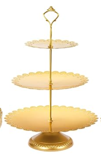 2 Tier Stainless Steel Cupcake Stand, Gold Metal Serving Tray Cake Holder Cake Display Stand for Holiday Dessert Table Decorations Birthday Party Wedding