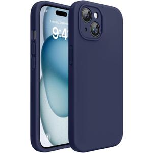 Miracase Compatible with iPhone 15 Case, [Soft Anti-Scratch Microfiber Lining], Liquid Silicone Case Gel Rubber Shockproof Drop Protection Phone Case for iPhone 15, Dark Blue