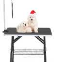 YITAHOME 36" Height Adjustable Dog/Pet Grooming Table, Foldable Grooming Table for Dogs at Home, Portable Dog Bathing Station with Arm, Non-Slip Desktop, Storage Tray& Noose, Black