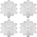 Christmas Silver Snowflake Placemats Set of 4, 15" Non Slip Heat Insulation Table PlaceMats, Silver Dinner Place Mats Snowflake Table Decors Winter Christmas Decorations
