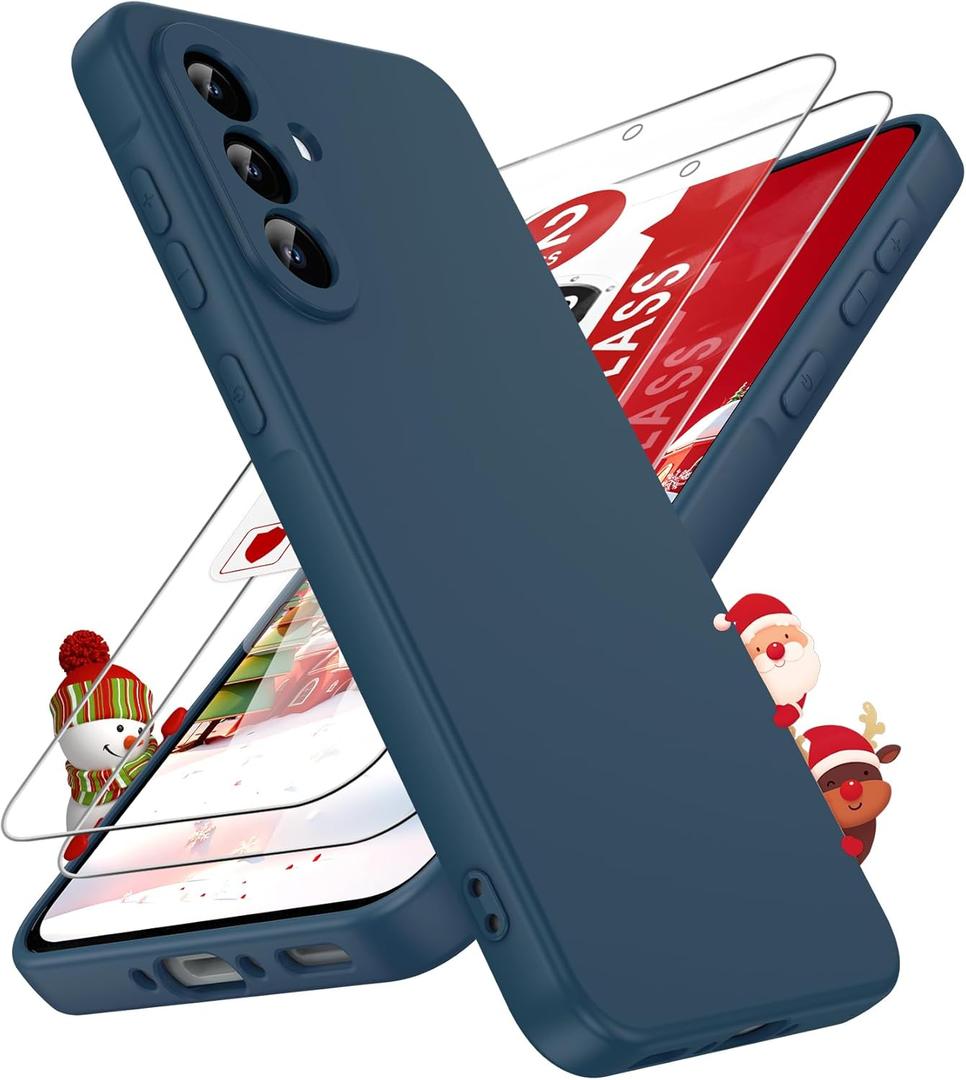 LeYi for Galaxy A36 5G Case: Samsung A36 Phone Case with 2 Pack Screen Protector for Women Men, for Liquid Silicone Slim Silky-Soft Gel Rubber Protective Case Cover for Samsung Galaxy A36, Blue