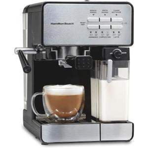 Hamilton Beach Slide and Lock Espresso Machine, Programmable Coffee Maker for Caf-Quality Cappuccino & Latte, 15 Bar Pump, Milk Frother Steamer Wand, 70 oz. Removable Reservoir, Black (40750)