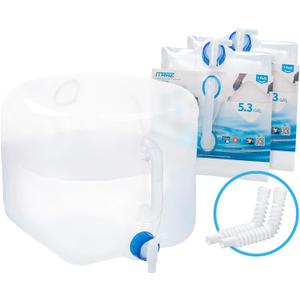 Collapsible Water Container with Spigot, 25.3 Gallon BPA Free Camping Water Storage Jug Carrier for Outdoors Hiking Backpack RV&Emergency, Survival Water Canteen-Portable Foldable Transparent