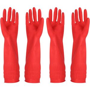 Rubber Cleaning Gloves Kitchen Dishwashing Glove 2-Pairs And Cleaning Cloth 2-Pack,Waterproof Reuseable.(Large)
