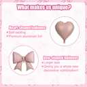 10pcs Pink Black Bow & Heart Balloons, Pink and Black Heart Shaped Bow Balloons Coquette Bridal Birthday Party Valentines Decor Decorations Supplies