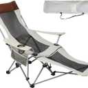 Folding Recliner Adjustable Backrest Portable Camping Chair for Outdoor/Home/Patio/Beach/Camping Oversized Weight Capacity 530 lbs.