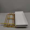 LAUCHUH Large 3 Tier Serving Stand Tiered Serving Trays Collapsible Sturdier Rack with 3 Porcelain Serving Platters for Fruit Dessert Presentation Thanksgiving Christmas Party Display Set, 14 Inch (Gold)