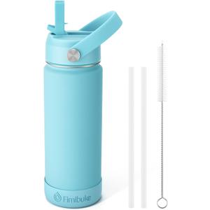 Fimibuke Kids Insulated Water Bottle, 18oz BPA FREE 18/8 Stainless Steel Kids Cup with Straw Travel Tumbler Double Wall Vacuum Leak Proof Toddler Water Bottle for School Boys Girls(1 Pack, Sky)