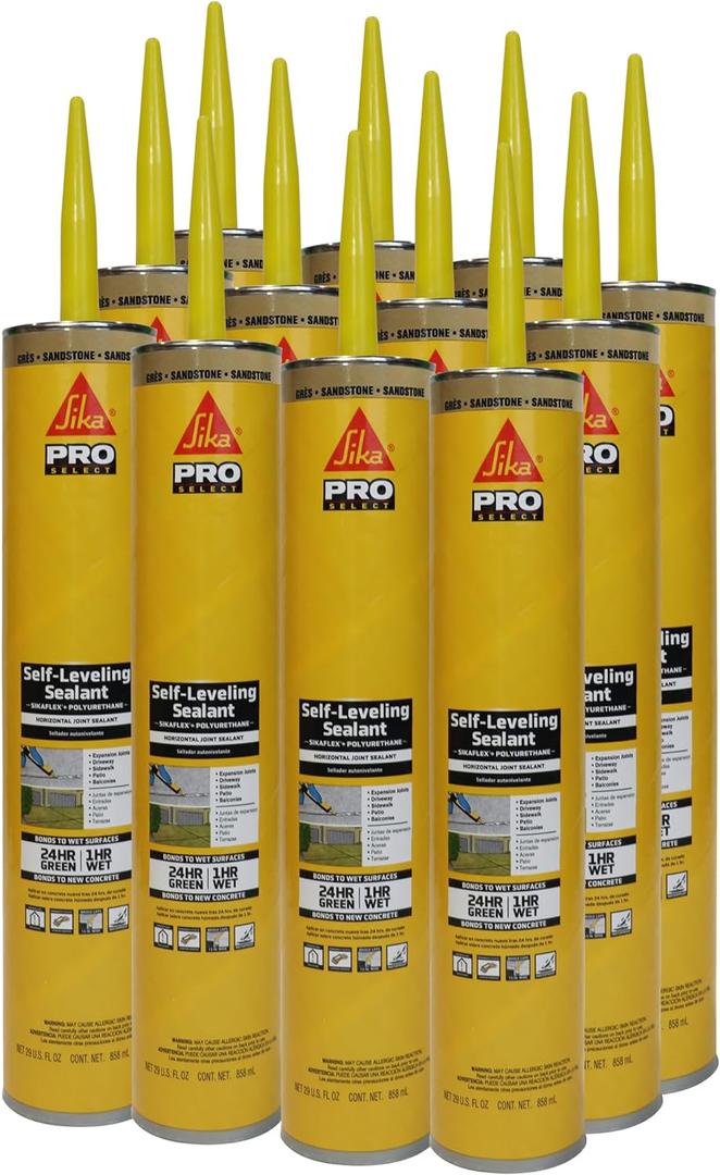SIKA Sikaflex Self-Leveling Sealant - Sandstone, Polyurethane with Quick Curing for Horizontal Expansion Joints - 29 fl. oz Cartridge (Pack of 12), Durable, Easy Application