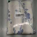 Navy Blue Farmhouse Linen Shower Curtain, Boho Floral Fabric, 72 x 72