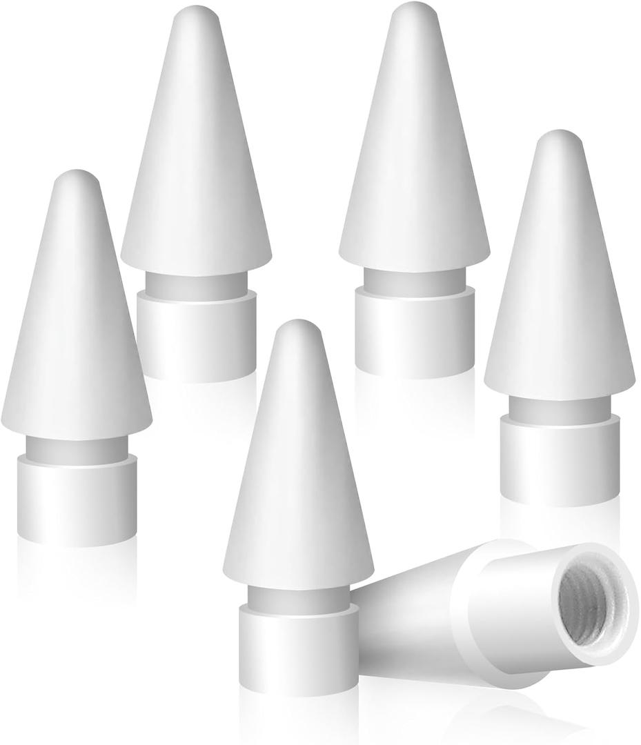 Replacement Tips for Apple Pencil 1st and 2nd Generation, No Wear Out Fine Point Precise Control Stylus Pen for Ipad Pro/Air/Mini, White, 6 Pack