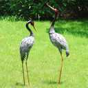 Metal Crane Statue Garden Decor, Heron Statue Yard Art for Outdoor Patio Lawn Backyard Pool Front Porch Decor, Bird Garden Sculpture & Statues, Set of 2, Spring & Summer Decorations