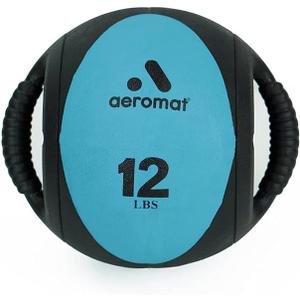 AEROMAT Dual Grip Power Medicine Balls for Abdominal Training and Rotational Movements - 9" Diameter - Weights Color-Coded, 9cm/12-Pound