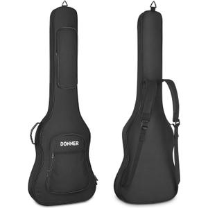 Donner 47 Inch Bass Guitar Case, 0.4 Inch Thick Padding Sponge 600D Ripstop Waterproof Nylon Soft Electric Bass Guitar Gig Bag with 3 Pockets and Back Hanger Loop, Black