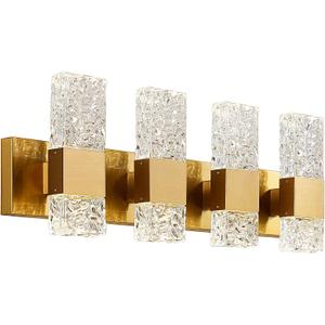 Gold Bathroom Vanity Light Fixtures - Brushed Gold Vanity Light Bathroom Lighting Fixtures Over Mirror 40W Dimmable Crystal Wall sconces 4 Light LED Modern Bathrooms Lights 4000K