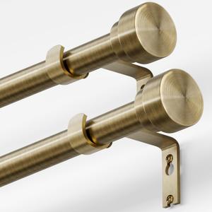 Oneach 2-Pack Antique Bronze Curtain Rods for Windows 48 to 84 Inch, 1 Inch Pole Adjustable Curtain Rod with Easy Installation and Modern Design (16 to 88 Inch)