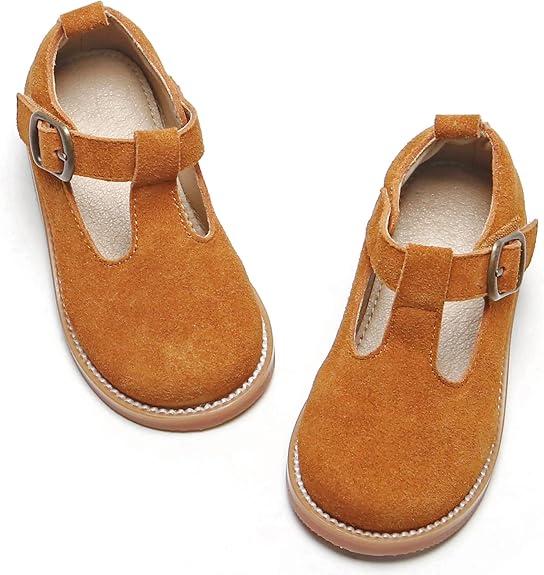 GINFIVE Toddler Little Girls Mary Janes Flats Girls Dress Shoes Kids Shoes (13 Little Kid, Gf655 Brown)