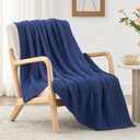 Love's cabin 6 Layer 100% Cotton Muslin Blanket, 60"x80" Twin Muslin Blanket for Couch Bed, Lightweight and Breathable Cotton Gauze for Adult, Navy Blue