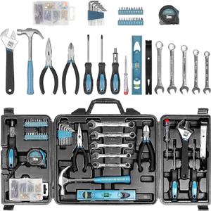 Tool Kit for Home, 144 Piece Hand Tool Set with Storage Box, General Basic Repair Tool Set with Hammer, Pliers, Wrenches, Voltage Tester, Measure Tape, Screwdriver Bits