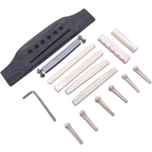 Jiayouy 15Pcs Guitar Rosewood Bridge & Saddle Nut & Adjustable Shaft & 6pcs Bridge Pins Repair Kit for 6 String Classical/Acoustic Guitar Replacement