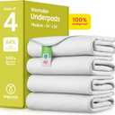 IMPROVIA Washable Underpads, Heavy Absorbency Reusable Incontinence Pads for Kids, Adults, Elderly, and Pets - Waterproof Protection Floor White & White (4 Pack - 34x36)