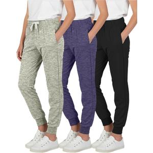 Real Essentials 3 Pack: Girls' Lounge Joggers Soft Athletic Performance Casual Sweatpants-Set 5, XS (7)