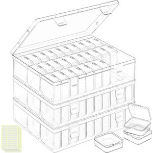 DILIBRA Bead Organizer Box, 93Pcs Small Bead Storage Containers Plastic Cases with Hinged Lid, Rectangle Clear Diamond Painting Storage Containers for Jewelry, DIY Crafts, Bracelet, Seeds, Nail