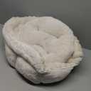 Hooded Cat Beds for Indoor CatsCozy Dog Cave Bed,Cozy Nook Dog Bed for Small Dogs,Anti-Slip Puppy Bed Fits up to 22 lbs for Dogs or Cats(White Stripe, Medium)