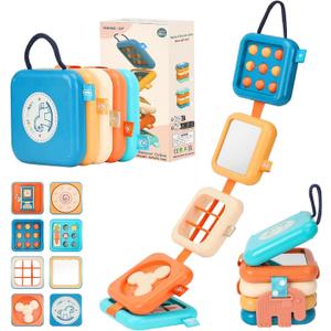 Busy Board for 1 2 3 Year Old - Montessori Travel Toy with Fine Motor Activities, Busy Cube Sensory Learning for Toddlers 1-3 - Perfect Baby Boy Girl Gift & Airplane Car Activity