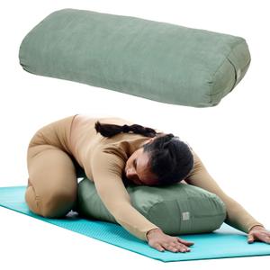 Gaiam Yoga Bolster Pillow, Soft Meditation Cushion for Yoga, Massage and Back Support, Breathable Cotton Fill, Zippered Microfiber Cover, Easy-Carry Handle, Machine Washable
