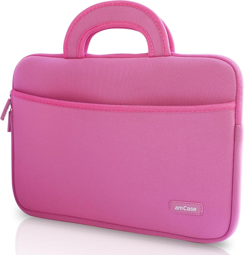 amCase Portable Electronic Device Cover, Chromebook - 11.6 to 12 inch Neoprene Travel Sleeve with Handle-Pink, Laptop Case