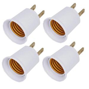 (4PACK) E26/E27 Adapter Converts Outlet to Lamp Socket, 660 Watt, 125 Volt, AC Plug to E26 Two Outlet Light Adapter, White