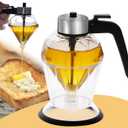 Honey Dispenser No Drip Glass With Stand Maple Syrup Dispenser Glass 6.8 Oz Honey Jar Honey Pot Apply to Olive Oil Syrup Sauce For Kitchen Coffee Bar Upgraded.